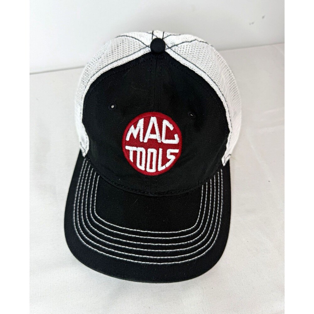 Mac Tools Black/White/Red Solid Mesh Back Trucker Hat Cap One Size Unisex
